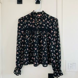 Lucca Couture black lace floral top (size:S)